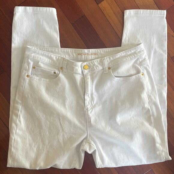 Michael Kors Selma Skinny White Jeans Minimalist Size 16 Plus Slimming Stretch - Picture 3 of 10
